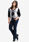 V-neck Argyle Sweater, , alternate image number null