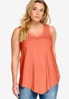 V-Neck Pointed Front A-Line Tank Top