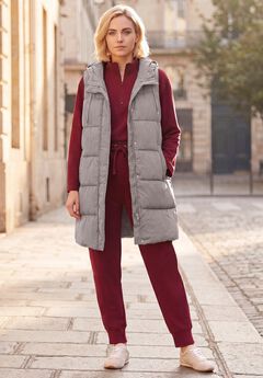Long Hooded Puffer Vest