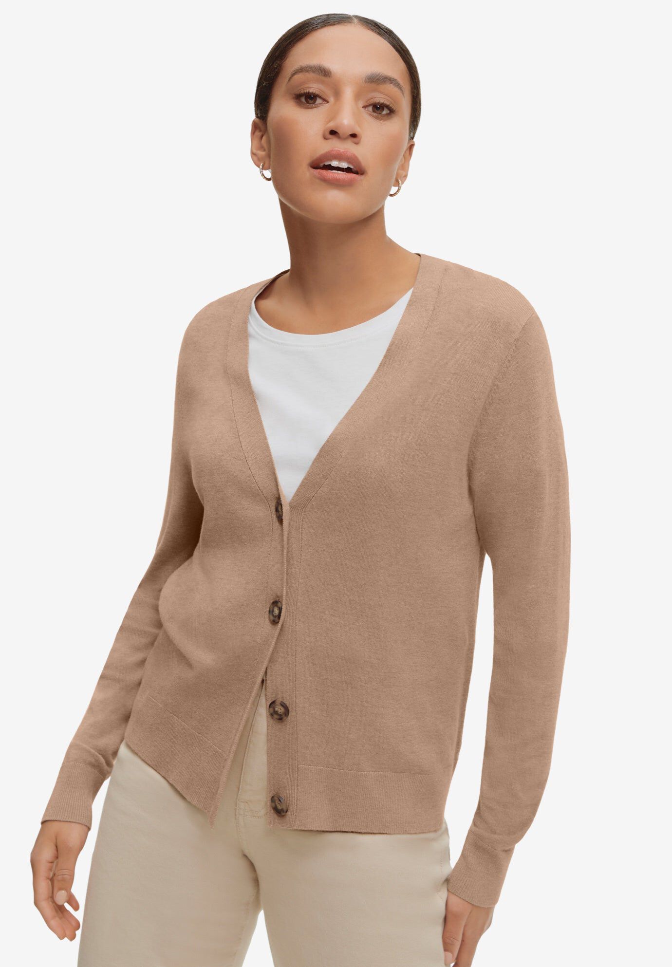 Lightweight Fine Knit Relaxed V-Neck Boxy Cardigan