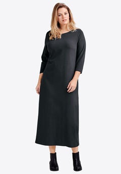 Three-Quarter Sleeve Knit Maxi Dress