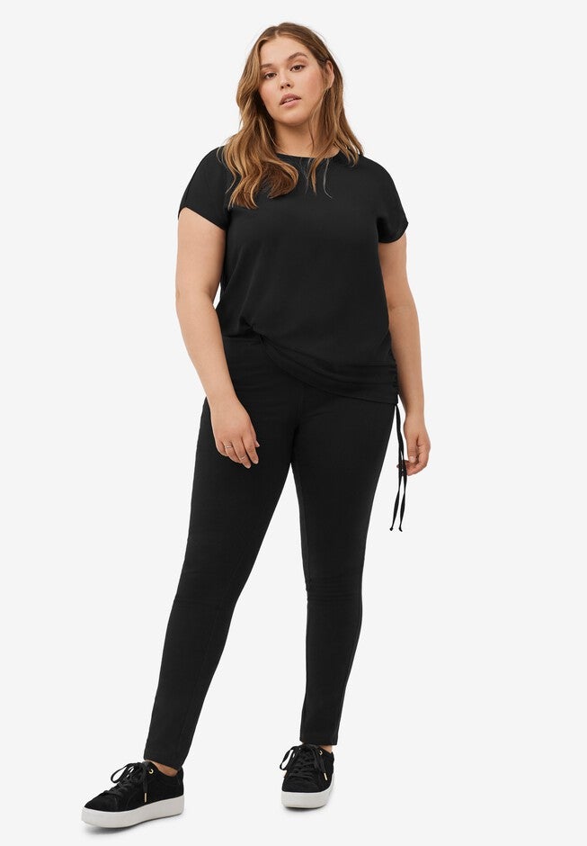 Skinny Knit Pants, BLACK, hi-res image number null