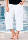 Linen Blend Drawstring Capris, , alternate image number null