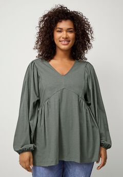 V-Neck Tunic with Diagonal Empire Seam