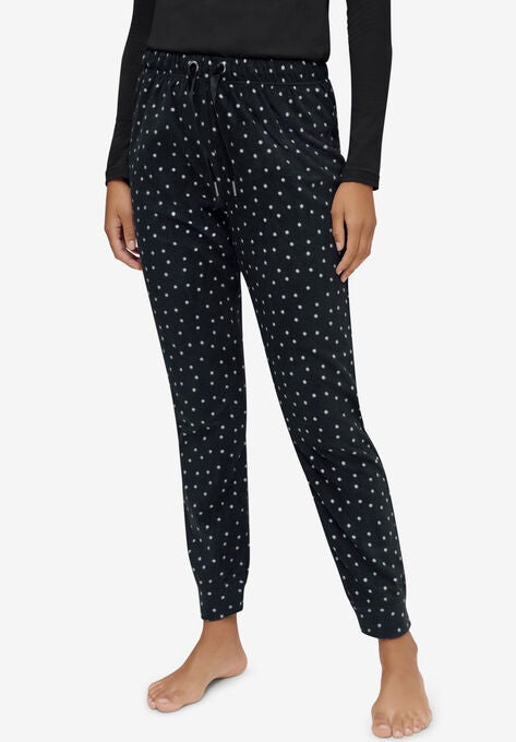 Fair Isle Fleece Pajama Pants, BLACK WHITE DOT, hi-res image number null