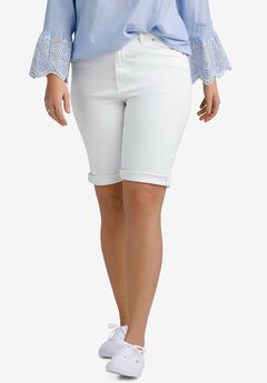 Stretch Denim Mid-rise Bermuda Shorts