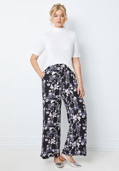 Wide-Leg Soft Pants with Back Elastic