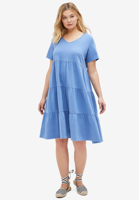 Tiered Tee Dress, BLUE SKY, hi-res image number null