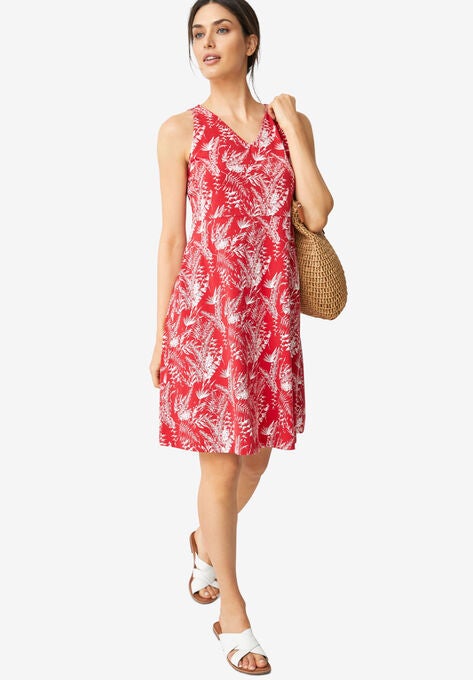 Sleeveless Knit Fit & Flare Dress, , alternate image number null