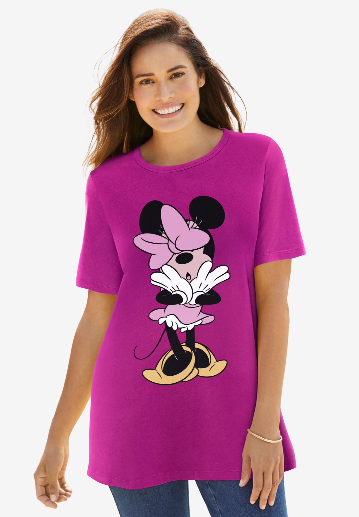 Disney Women's Short Sleeve Crew Tee Raspberry Minnie Mouse, RASPBERRY MINNIE, hi-res image number 0