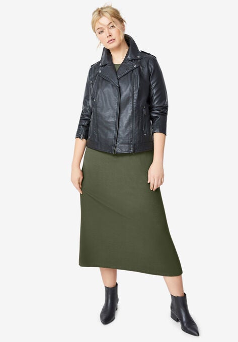 Rib-Knit Maxi Tee Dress, DEEP OLIVE, hi-res image number null