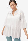 Cutwork Peplum Tunic, WHITE, hi-res image number null