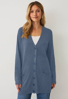 Long Button Front Cardigan