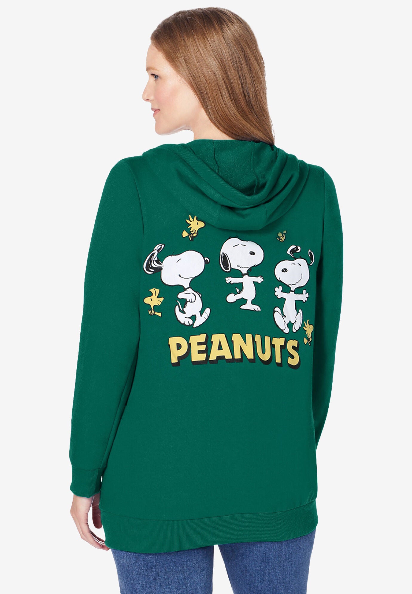 Peanuts Snoopy Fleece Hoodie, GREEN SNOOPY DANCING, on-hover image number 1