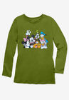 Disney Women's Long Sleeve Crew Tee Olive Disney Friends, , alternate image number null