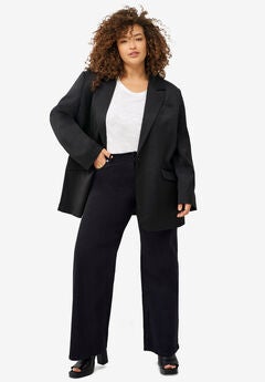 Plus Size Pull On Wide Leg Jeans