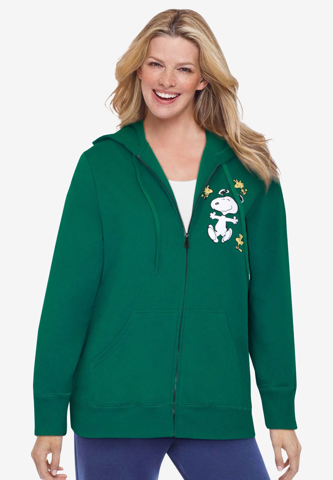 Peanuts Snoopy Fleece Hoodie, GREEN SNOOPY DANCING, hi-res image number 0