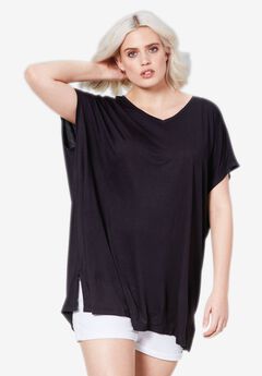 Stretch Knit Scoop Neck Oversized Tunic