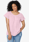 Ballet Neck Eyelet Blouse, ANTIQUE PINK, hi-res image number null