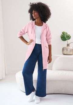 French Terry Zip-Front Hoodie With Zip Pockets