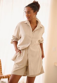 Plus Size Spring Breeze Linen Blend Shirts