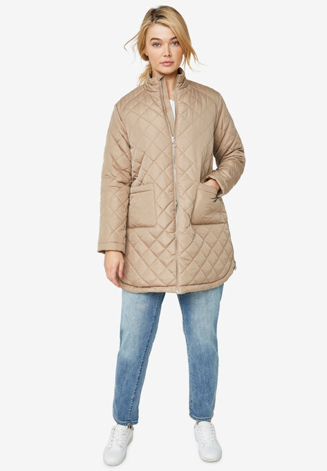 Quilted Zip Jacket, SAND DUNE, hi-res image number null