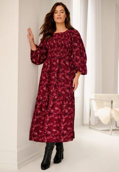 Smocked Bodice Tiered Midi Dress