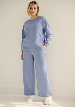 Wide Leg Fleece Sweatpant With Drawstring Waist