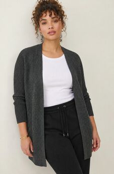 Soft Waffle-Knit Long Cardigan
