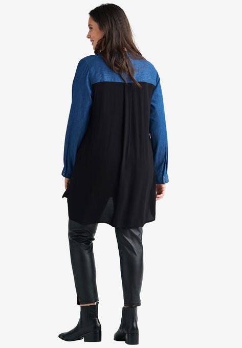Denim Trim Shirt, , on-hover image number null