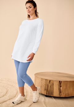 French Terry Sweatshirt Tunic with Shirttail Hem