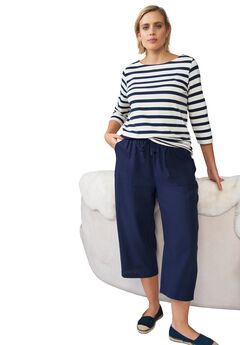 Linen-Blend Drawstring Capris