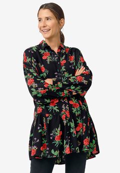 Button Front Peplum Tunic