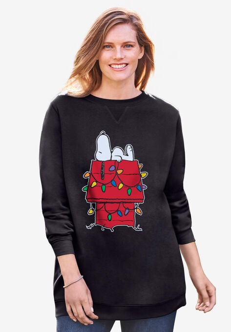 Disney Long-Sleeve Fleece Sweatshirt Black Xmas Snoopy, BLACK XMAS SNOOPY, hi-res image number null