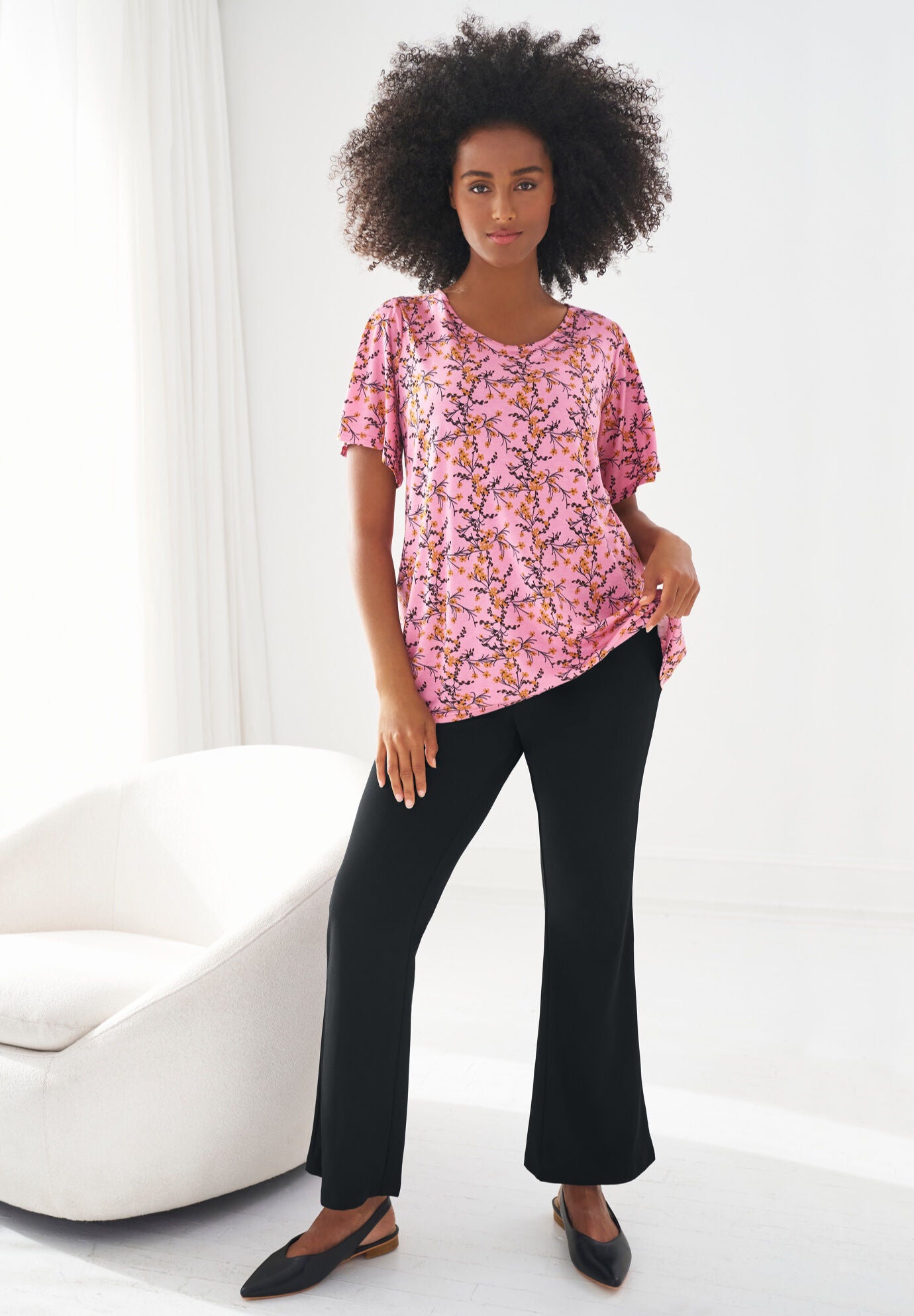 Knit Bootcut Pants With Pockets, , alternate image number 2