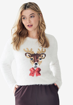 Embellished Eyelash Pullover Sweater