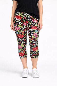 Cotton Spandex Elastic Waist Capri Leggings