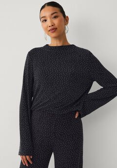 Embellished Boat Neck Top with Long Bell Sleeves