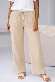 Linen-Blend Drawstring Pants