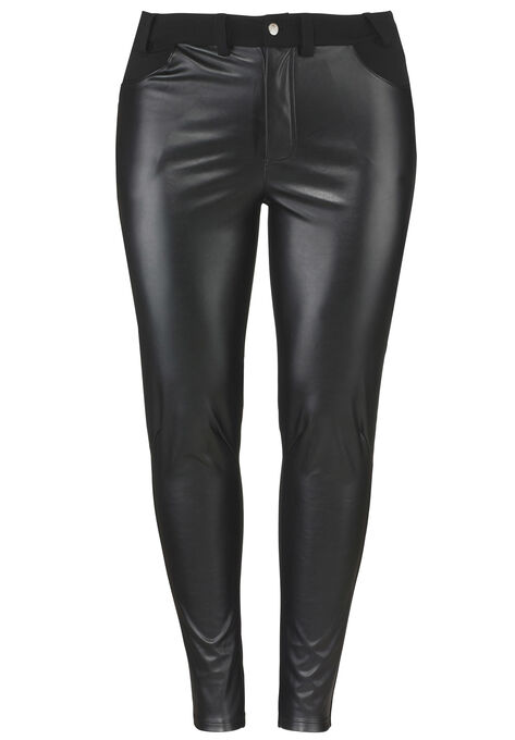 Faux Leather Front Ponte Leggings, , alternate image number null