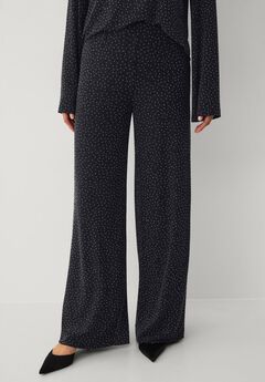 Embellished Wide Leg Pants With Flat Waistband