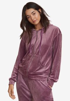 Velour Hooded Sweatshirt