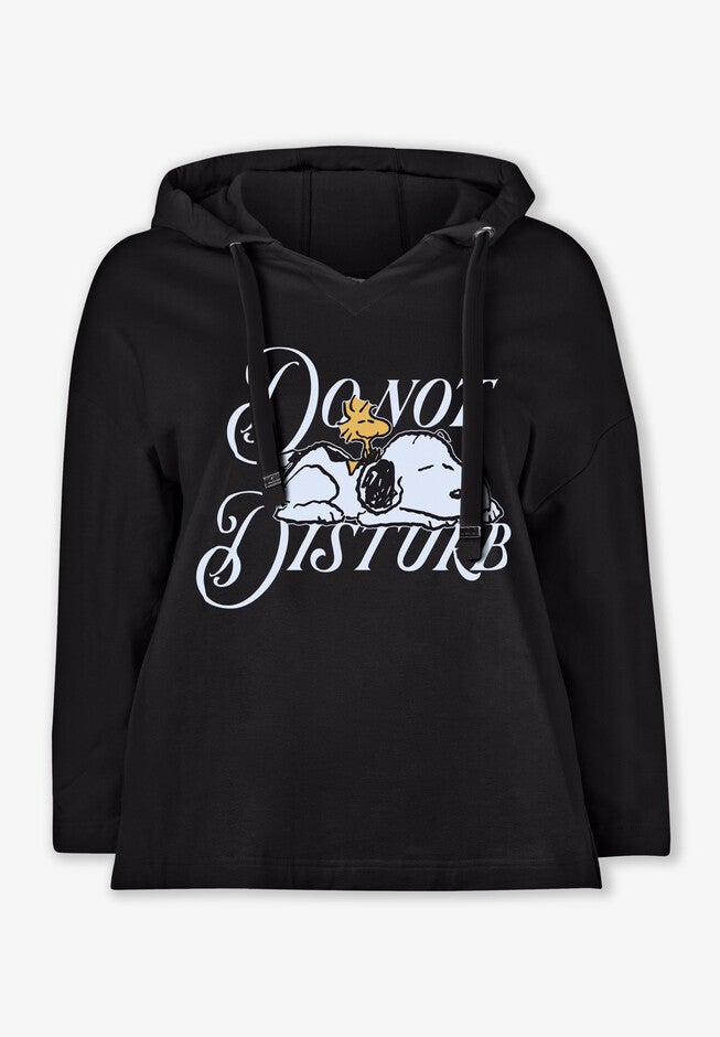 Peanuts Women's Hooded Sweatshirt Black Snoopy, , alternate image number null
