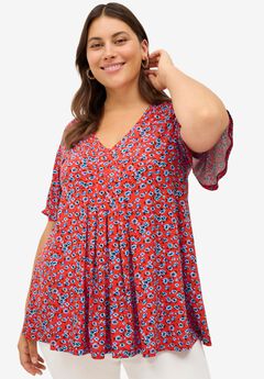 V-Neck Front Pleat Tunic