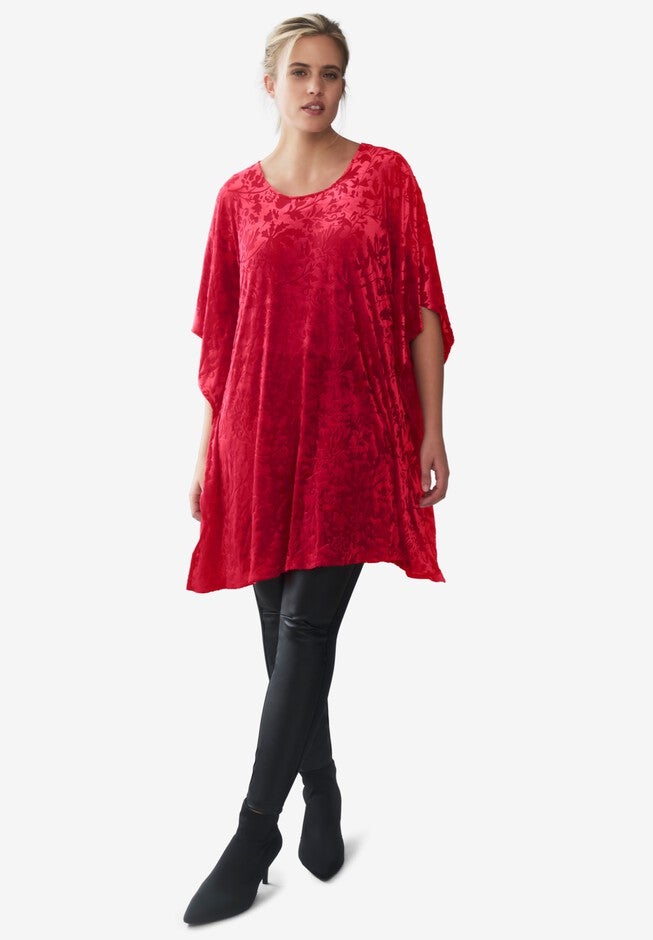 Burnout Velvet Tunic, CLASSIC RED, hi-res image number 0
