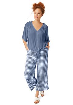 Crinkle Tie-Front Blouse