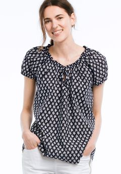Keyhole Neckline Peasant Blouse