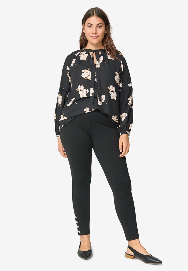 Snap-Hem Ponte Leggings, , alternate image number 2