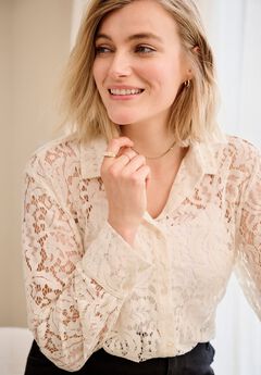 Lace Button Front Shirt