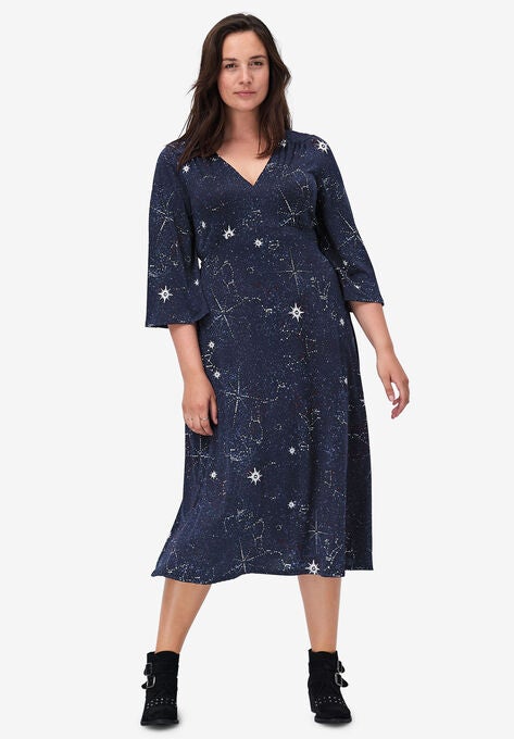 Empire Waist Midi Dress By Ellos Plus Size Casual Dresses Roaman S